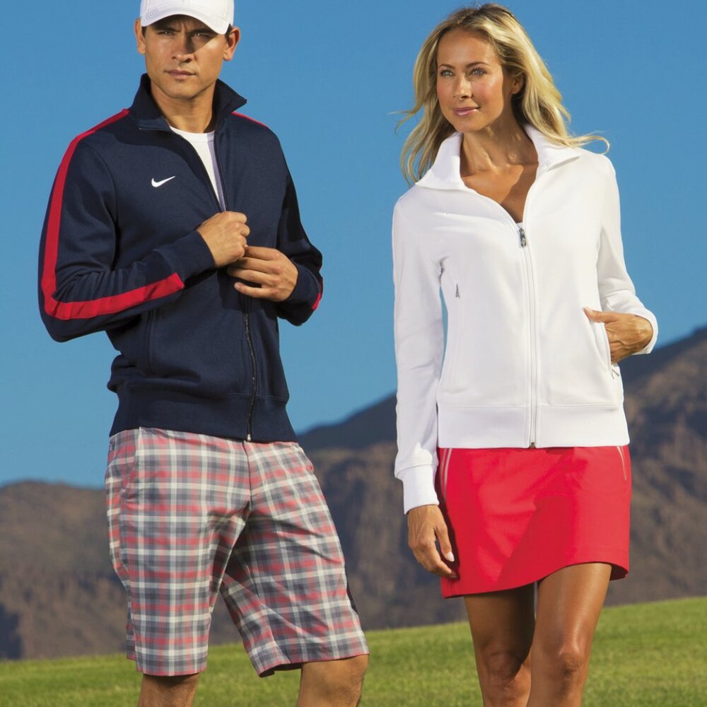 Ladies Nike Full zip Golf Track Jacket Navy with red stripe - Picture 5 of 6